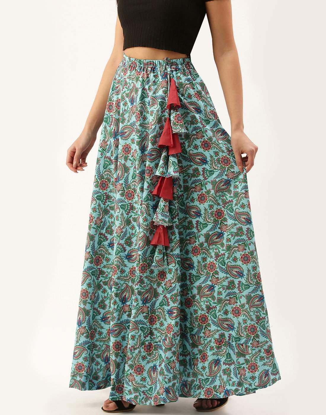 Light Blue Color Digital Print Skirt ClothsVilla