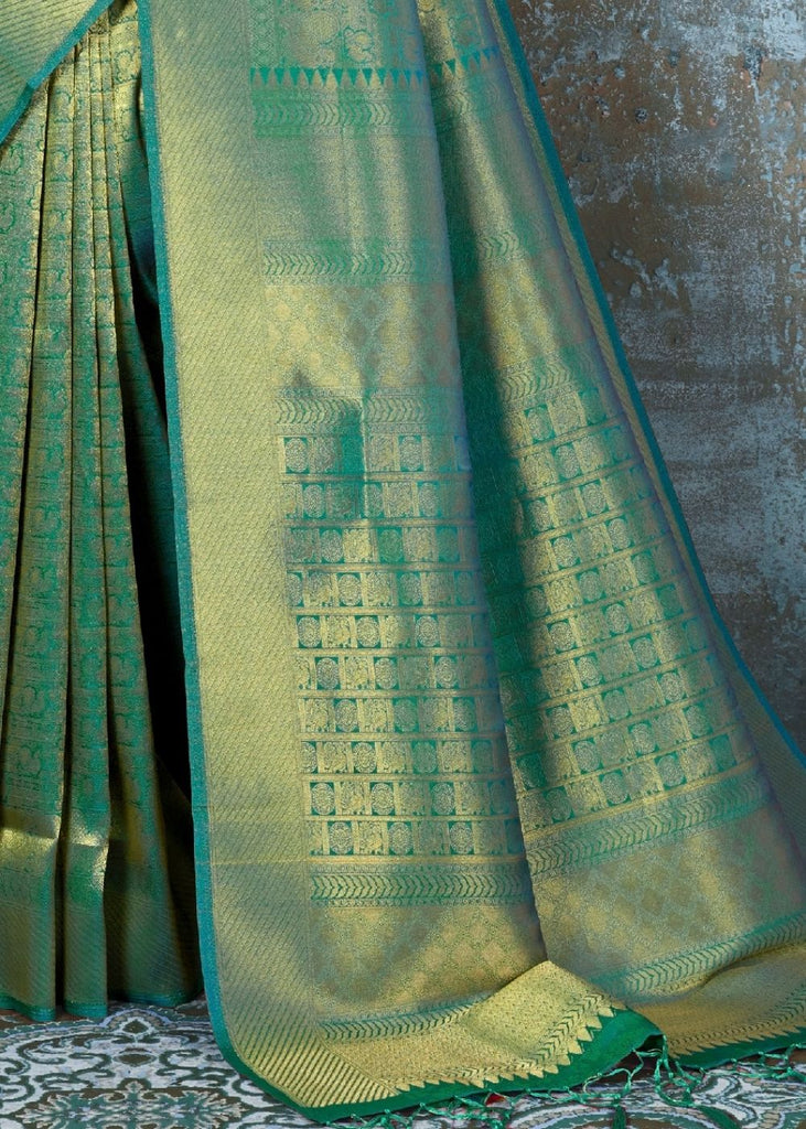 Forest Green Handloom Weave Kanjivaram Silk Saree : Special Wedding Edition Clothsvilla