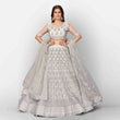 Load image into Gallery viewer, Pale Silver Lehenga Choli in Soft Net with Thread Sequence and Zari Work ClothsVilla