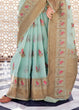Load image into Gallery viewer, Turkish Blue Linen Woven Silk Saree with Zari work on Border and Pallu Clothsvilla