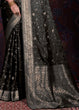 Load image into Gallery viewer, Pitch Black Zari Woven Satin Silk Saree Clothsvilla