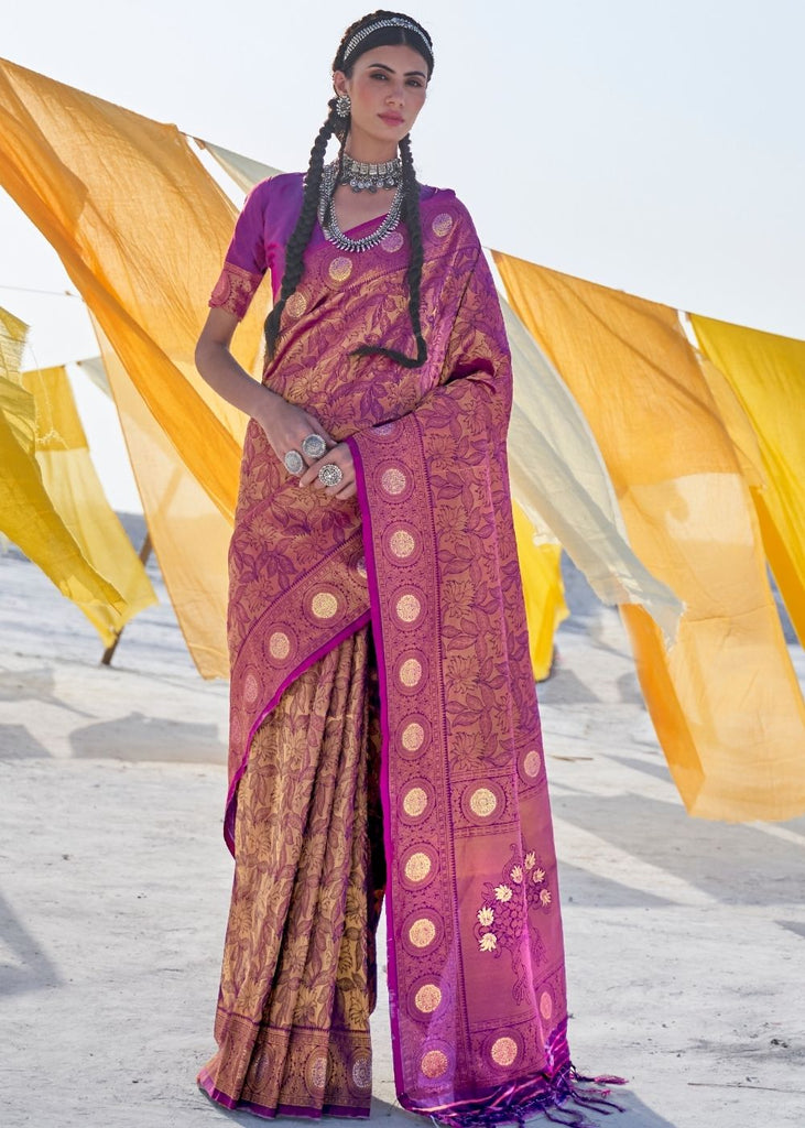 Wine Purple Soft Silk Woven Kanjivaram Saree : Special Edition Clothsvilla