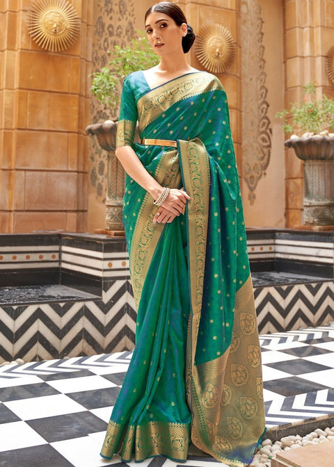 Sea Green Woven Kanjivaram Silk Saree : Top Pick Clothsvilla Main image