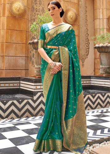 Sea Green Woven Kanjivaram Silk Saree : Top Pick Clothsvilla