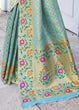 Load image into Gallery viewer, Arctic Blue and Golden Blend Silk Saree with Floral Woven Border and Pallu Clothsvilla