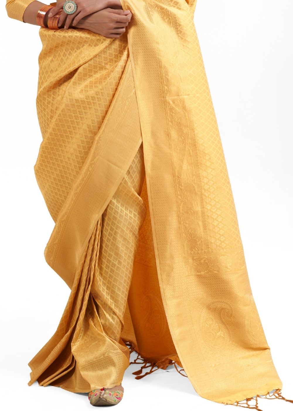 Canary Yellow Kanjivaram Soft Woven Silk Saree Clothsvilla