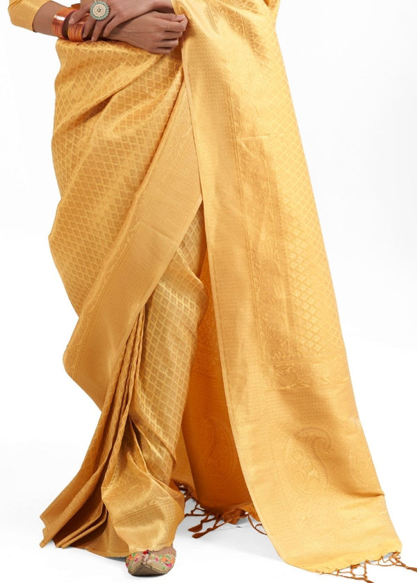 Canary Yellow Kanjivaram Soft Woven Silk Saree Clothsvilla
