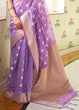Load image into Gallery viewer, Orchid Violet Zari Woven Linen Silk Saree Clothsvilla