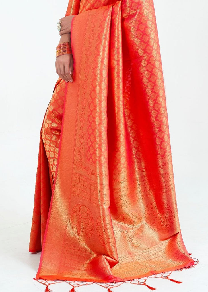 Ferrari Red Woven Kanjivaram Silk Saree : Limited Edition Clothsvilla