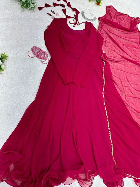 Good Looking Pink Color Gown With Dupatta Main image