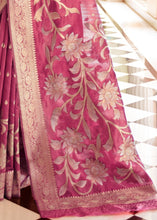 Load image into Gallery viewer, Ruby Pink Handloom Weaving Silk Saree with Floral Zari work on Pallu Clothsvilla