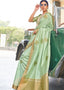 Mint Green Zari Butta Banarasi-Chanderi Fusion Silk Saree Clothsvilla