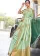 Load image into Gallery viewer, Mint Green Zari Butta Banarasi-Chanderi Fusion Silk Saree Clothsvilla