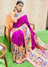 Load image into Gallery viewer, Magenta Purple Zari Woven Paithani Silk Saree Clothsvilla