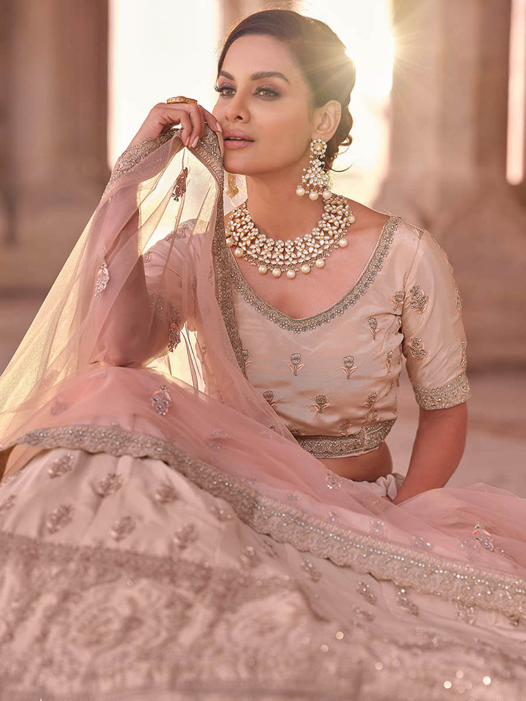 Peach Embroidered Designer Lehenga Choli Clothsvilla