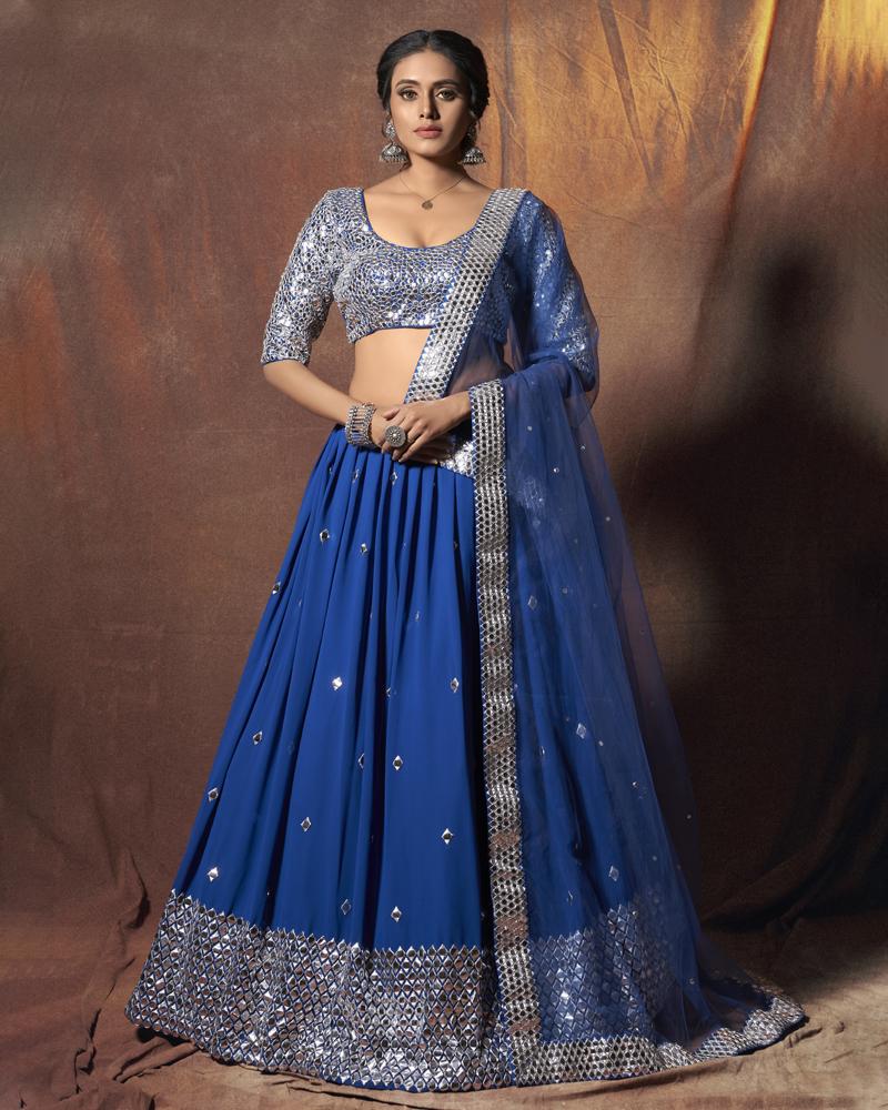 Royal Blue Lehenga Choli with Embroidery and Sequence Work ClothsVilla