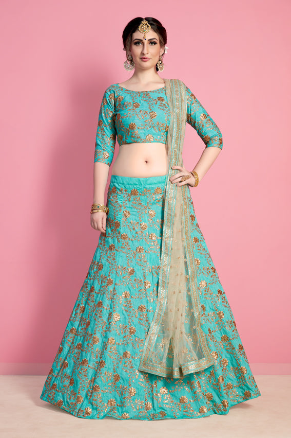 Neon Green New Designer Lehenga Choli Clothsvilla