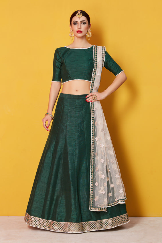 CHANCHAL GREEN GEORGETTE LEHENGA SET WITH DUPATTA – Gulabo Jaipur