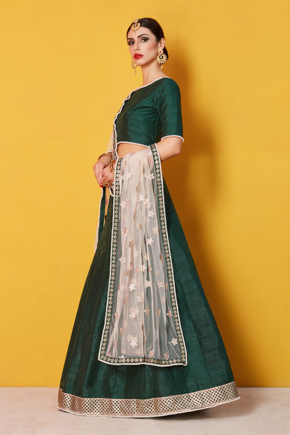 Green New Designer Lehenga Clothsvilla