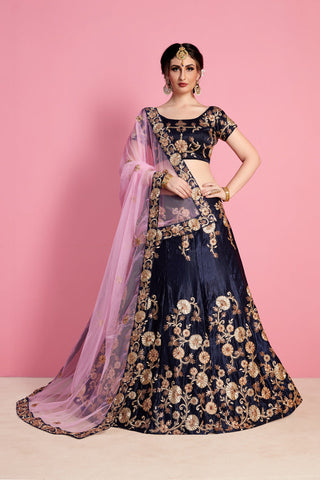 Navy Blue New Designer Lehenga Choli Clothsvilla