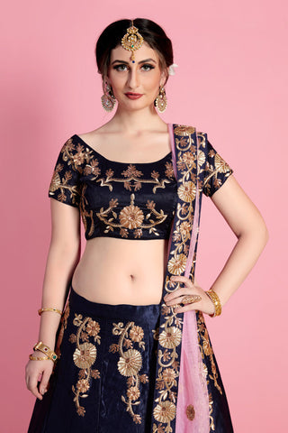 Navy Blue New Designer Lehenga Choli Clothsvilla