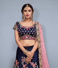 Load image into Gallery viewer, Navy Blue New Designer Lehenga Clothsvilla