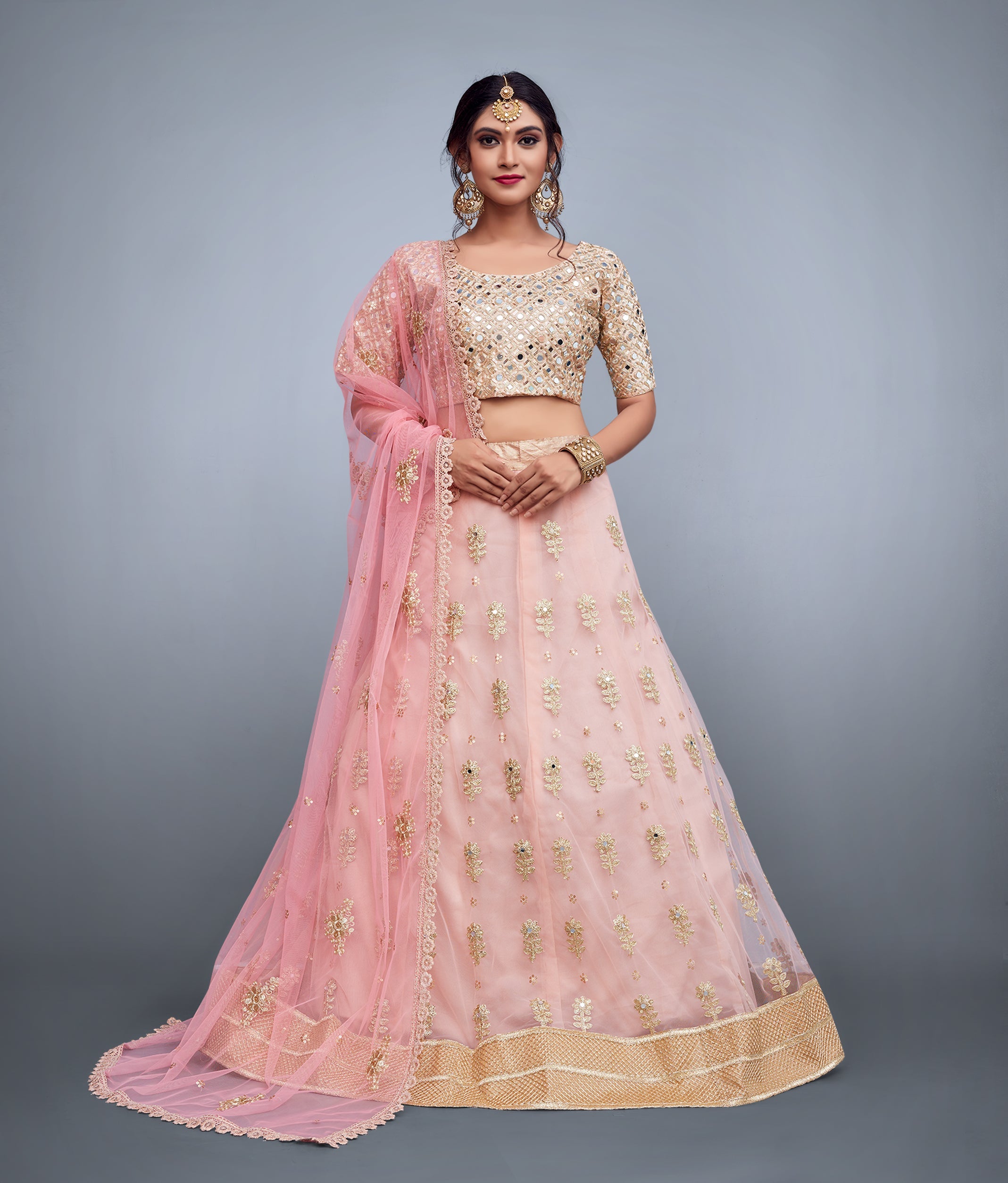 Peach New Designer Lehenga Clothsvilla Main image