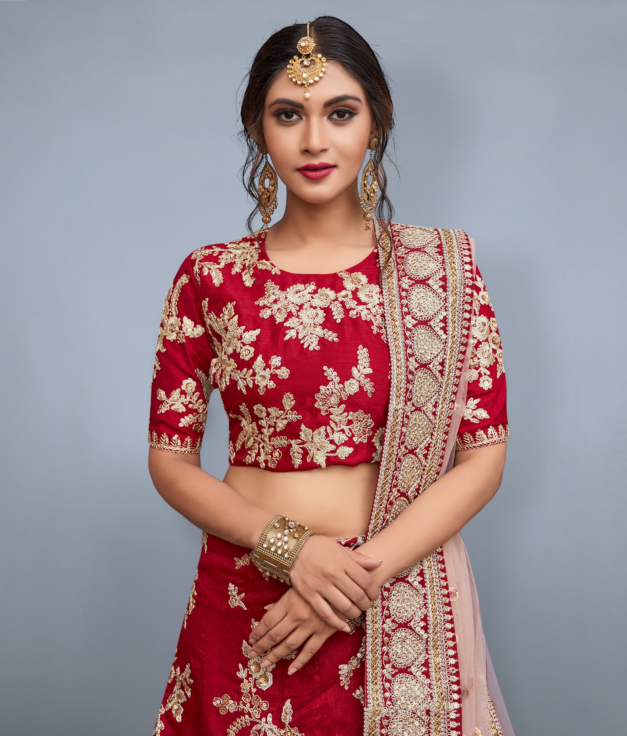 Red New Designer Lehenga Clothsvilla