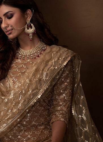 Beige Traditional Embroidered Gharara Suit Clothsvilla
