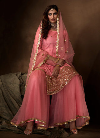 Pink Traditional Embroidered Gharara Suit Clothsvilla