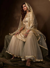 Load image into Gallery viewer, Golden Beige Traditional Embroidered Gharara Suit Clothsvilla