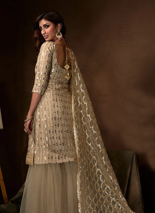 Off White Traditional Embroidered Gharara Suit Clothsvilla