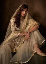 Load image into Gallery viewer, Off White Traditional Embroidered Gharara Suit Clothsvilla