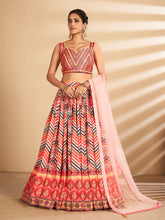 Load image into Gallery viewer, Multicolor Printed, Handwork Art Silk Semi Stitched Lehenga With Unstitched Blouse Clothsvilla