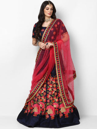 Peach  Soft Net Semi Stitched Lehenga With  Unstitched Blouse Clothsvilla
