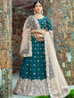 Load image into Gallery viewer, Teal Classy Semi Stitched Lehenga With  Unstitched Blouse Clothsvilla