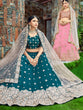 Load image into Gallery viewer, Teal Classy Semi Stitched Lehenga With  Unstitched Blouse Clothsvilla