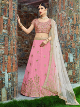 Load image into Gallery viewer, Designer Pink Semi Stitched Lehenga With  Unstitched Blouse Clothsvilla