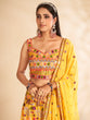Load image into Gallery viewer, Mustard Printed, Handwork Georgette Semi Stitched Lehenga With Unstitched Blouse Clothsvilla
