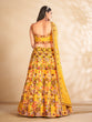 Load image into Gallery viewer, Mustard Printed, Handwork Georgette Semi Stitched Lehenga With Unstitched Blouse Clothsvilla