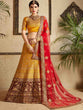 Load image into Gallery viewer, Mustard Designer Satin Semi Stitched Lehenga With Unstitched Blouse Clothsvilla