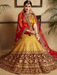 Load image into Gallery viewer, Mustard Designer Satin Semi Stitched Lehenga With Unstitched Blouse Clothsvilla