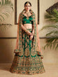 Load image into Gallery viewer, Dark Green Designer Satin Semi Stitched Lehenga With Unstitched Blouse Clothsvilla