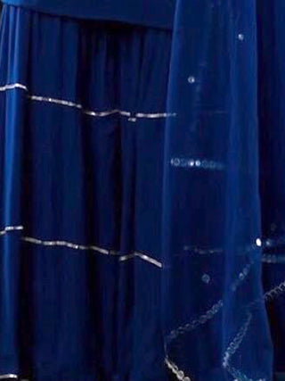 Dark Blue Georgette Designer  Semi Stitched Kurta Set Clothsvilla