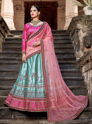 Modern Semi Stitched Sea Green Lehenga Choli Clothsvilla