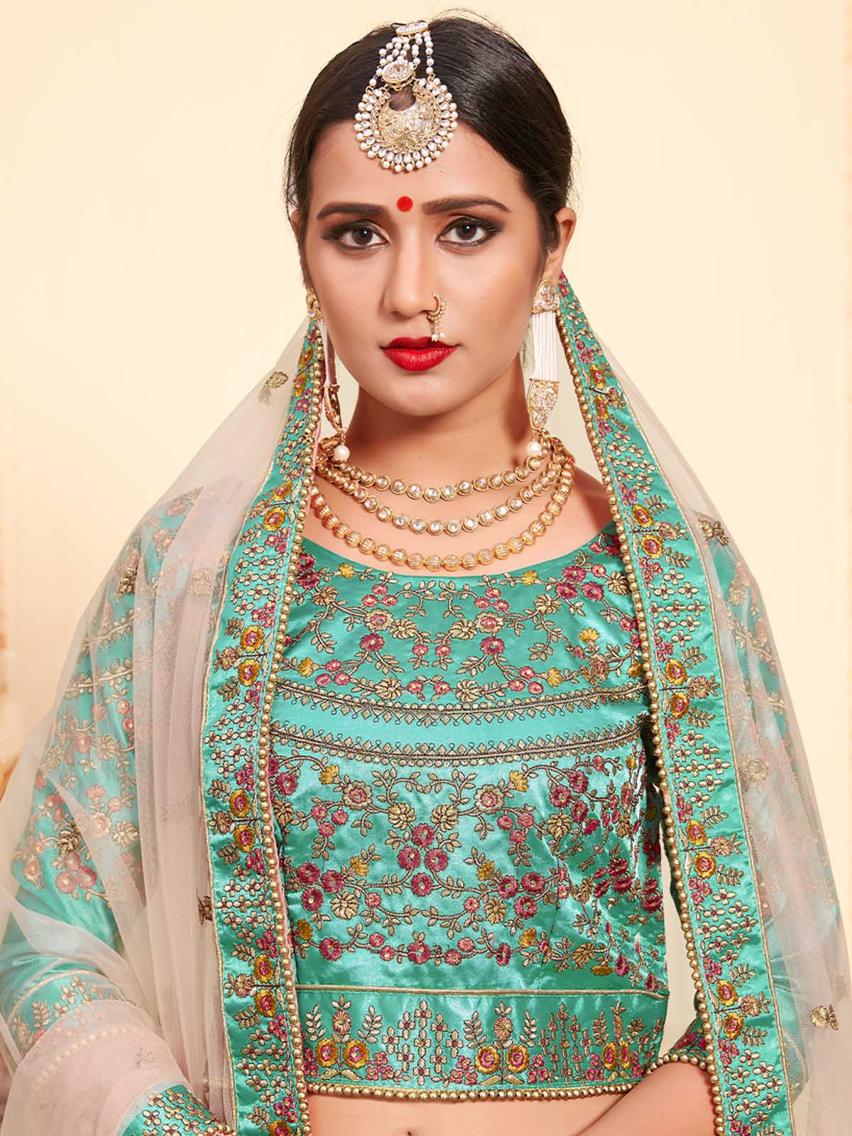 Peach Elegant  Semi Stitched Lehenga With  Unstitched Blouse Clothsvilla