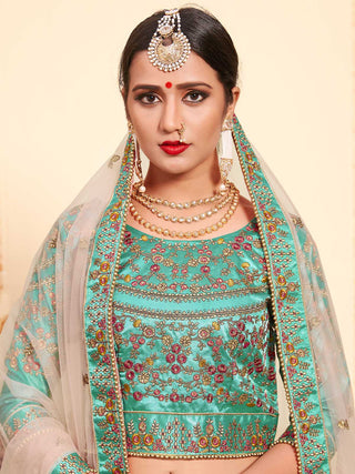 Peach Elegant  Semi Stitched Lehenga With  Unstitched Blouse Clothsvilla
