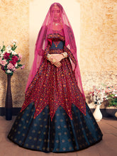 Load image into Gallery viewer, Dark Blue Designer  Semi Stitched Lehenga With  Unstitched Blouse Clothsvilla