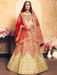 Load image into Gallery viewer, Beige Satin Embroidered Semi Stitched Lehenga With  Unstitched Blouse Clothsvilla