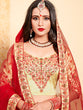 Load image into Gallery viewer, Beige Satin Embroidered Semi Stitched Lehenga With  Unstitched Blouse Clothsvilla